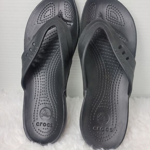Crocs Kadee II Black Comfort Flip Flops Women Size 10 Sandals Slip On - Picture 8 of 10